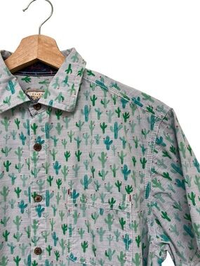 Vintage Italia Cactus-Pattern Novelty Short Sleeve Shirt Men’s Medium